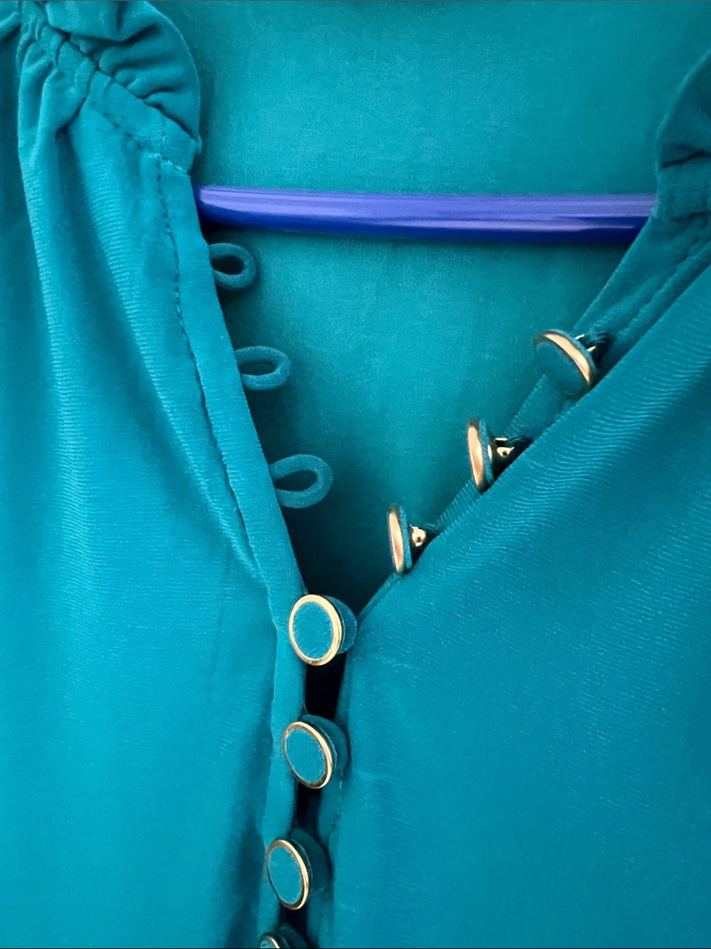 Ellie Teal Ruffled V-Neck Sleeveless Blouse - Picture 2 of 6
